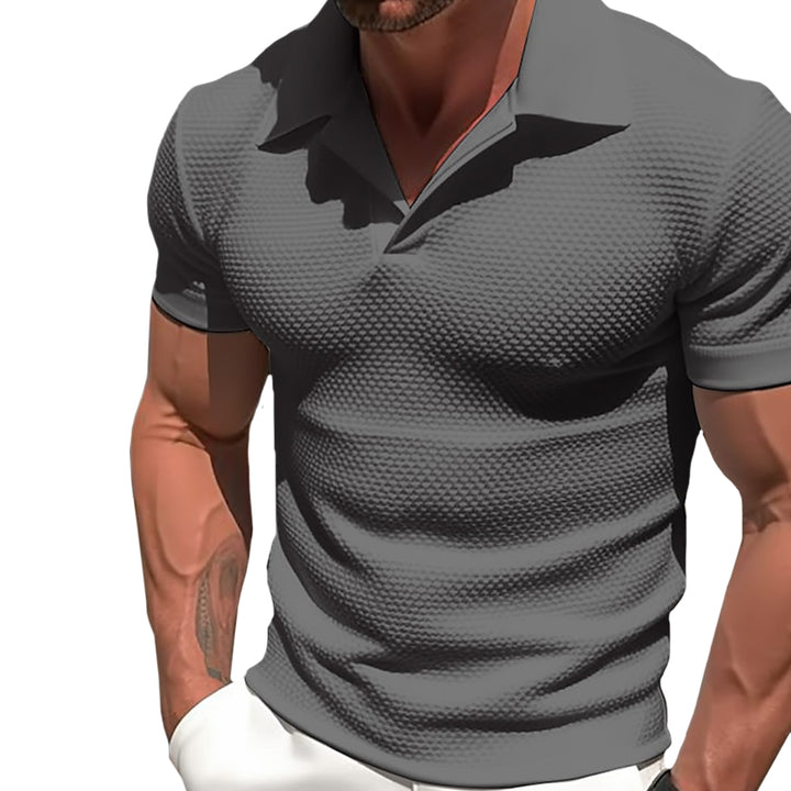 Men’s Waffle Textured Polo Tee – Slim Fit, Lightweight, Knit T-Shirt
