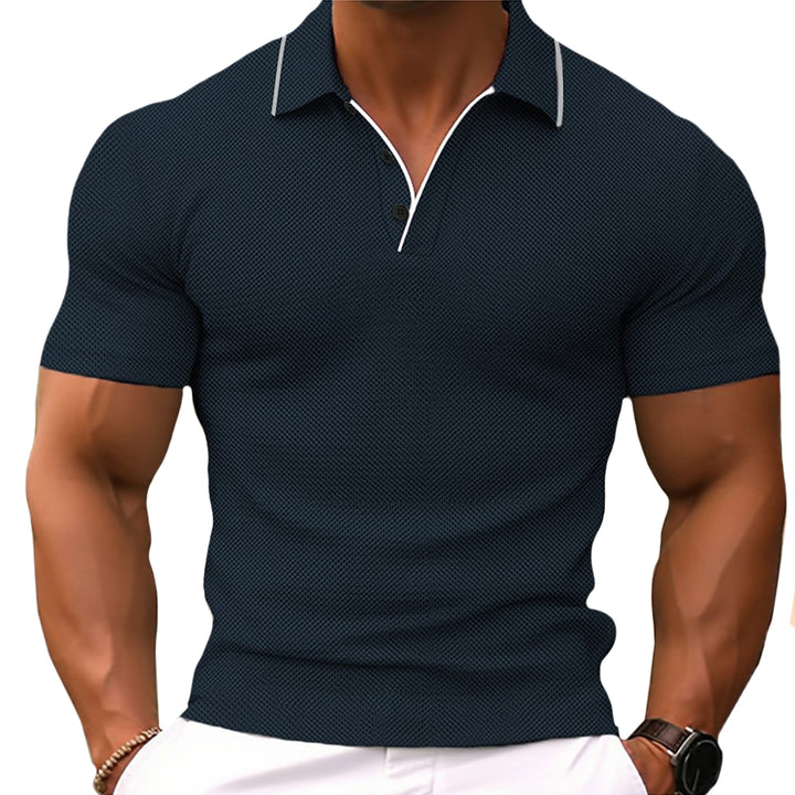 Men’s Slim Fit Knit Polo Shirt – Short Sleeve, Breathable fabric