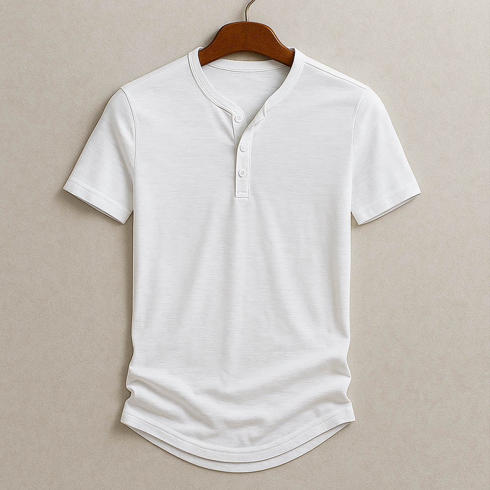 Classic Short Sleeve Henley T-Shirt – Textured, Comfortable Tee