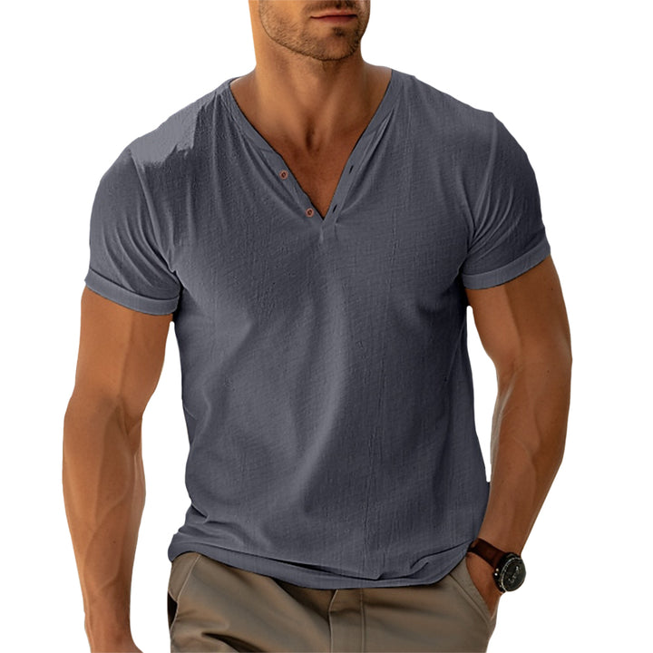 Classic V-Neck T-Shirt – Button Details, Comfortable fit, Ultra-Soft Henley