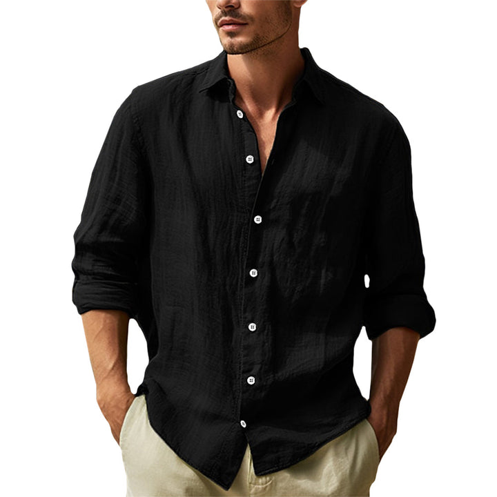 Men’s Premium Linen Long-Sleeve Shirt – Cotton-Linen blend, Ultra-Light Shirt
