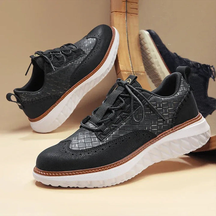 Men's Ultra-Durable Leather Sneakers – Flexible Sole, Comfortable Fit Shoes