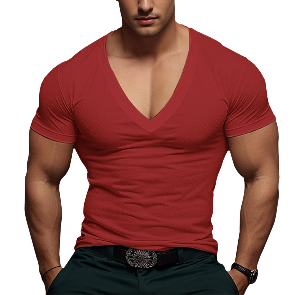 Men's Deep V-neck Tee– Lightweight top, Ultra-soft, Slim-fit Shirt