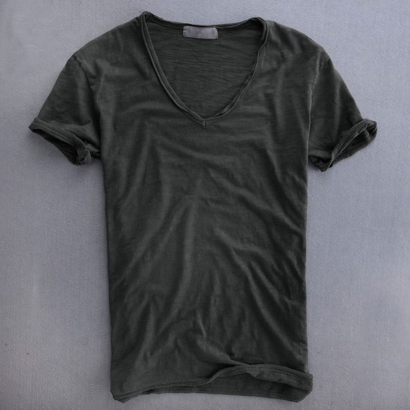 Men’s 100% Cotton V-Neck T-Shirt – Lightweight Breathable Tee