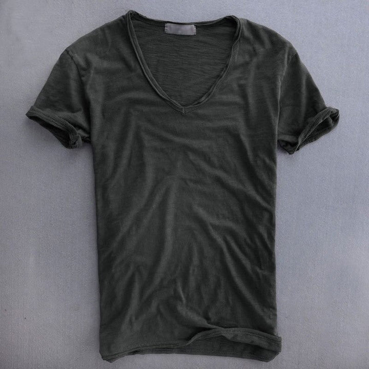 Men’s 100% Cotton V-Neck T-Shirt – Lightweight Breathable Tee