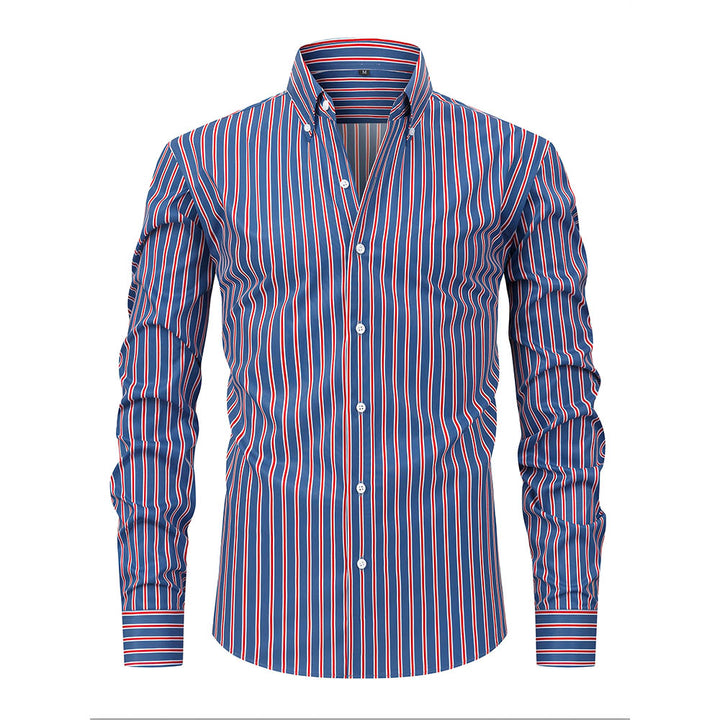 Men’s Classic Striped Shirt – Soft Fabric, Business Button-up Shirt
