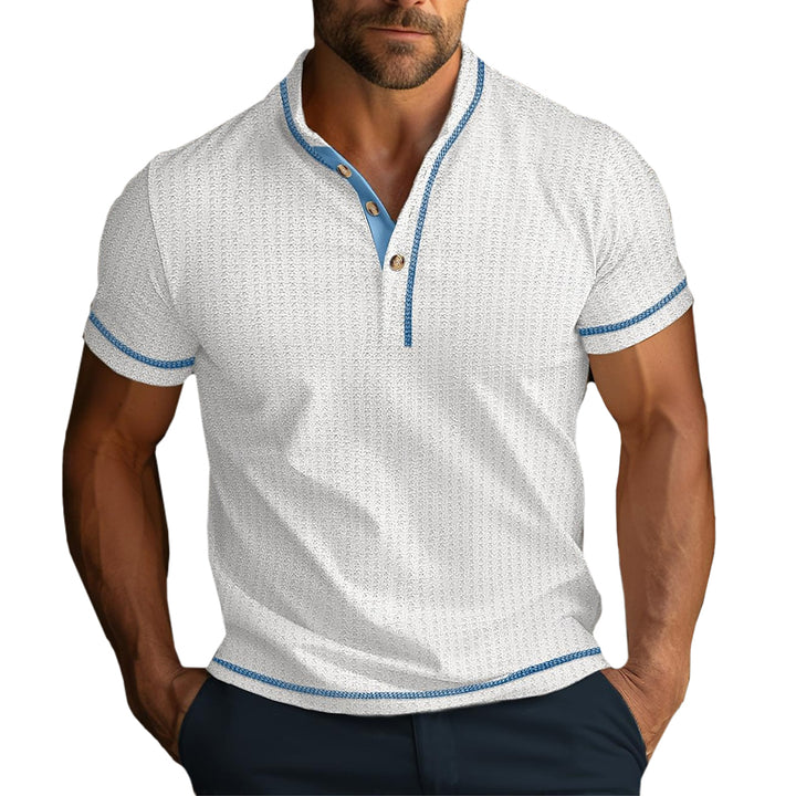 Classic Slim-fit Henley Tee for Men – Soft Texture, Contrast-Trim T-shirt