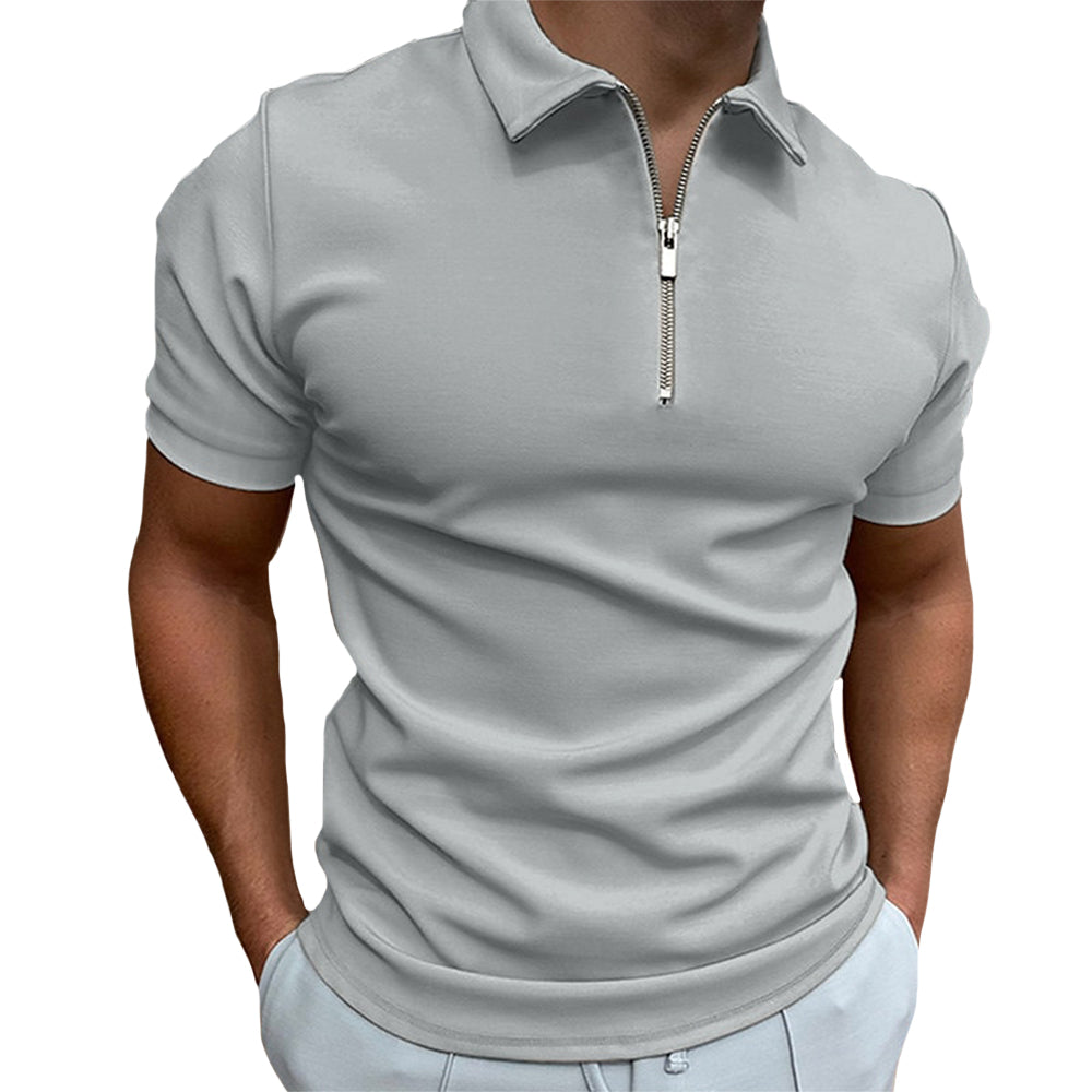 Men’s Classic Zip-Collar Polo – Ultra-Smooth, Lightweight, Slim-Fit Tee