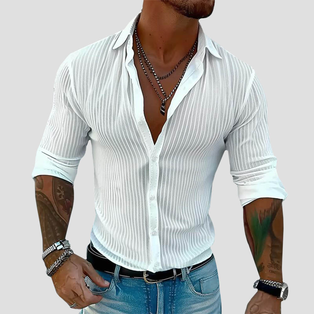 Men’s Textured Slim-Fit Shirt – Ultra-smooth, Soft-Stretch Shirt