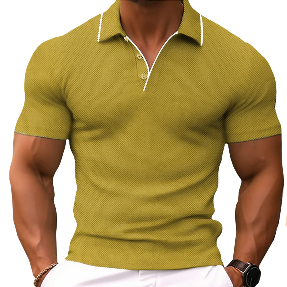 Men’s Slim Fit Knit Polo Shirt – Short Sleeve, Breathable fabric
