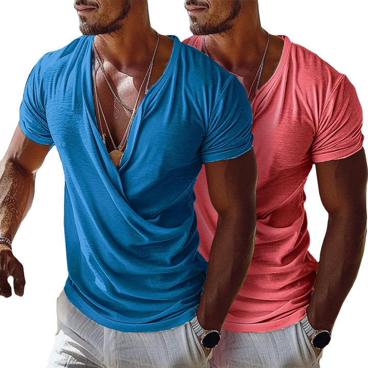 Men's Ultra-Light Drape Neck T-Shirt – Super Smooth, Relaxed Tee