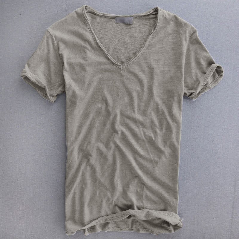 Men’s 100% Cotton V-Neck T-Shirt – Lightweight Breathable Tee