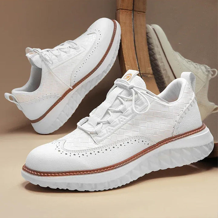Men's Ultra-Durable Leather Sneakers – Flexible Sole, Comfortable Fit Shoes