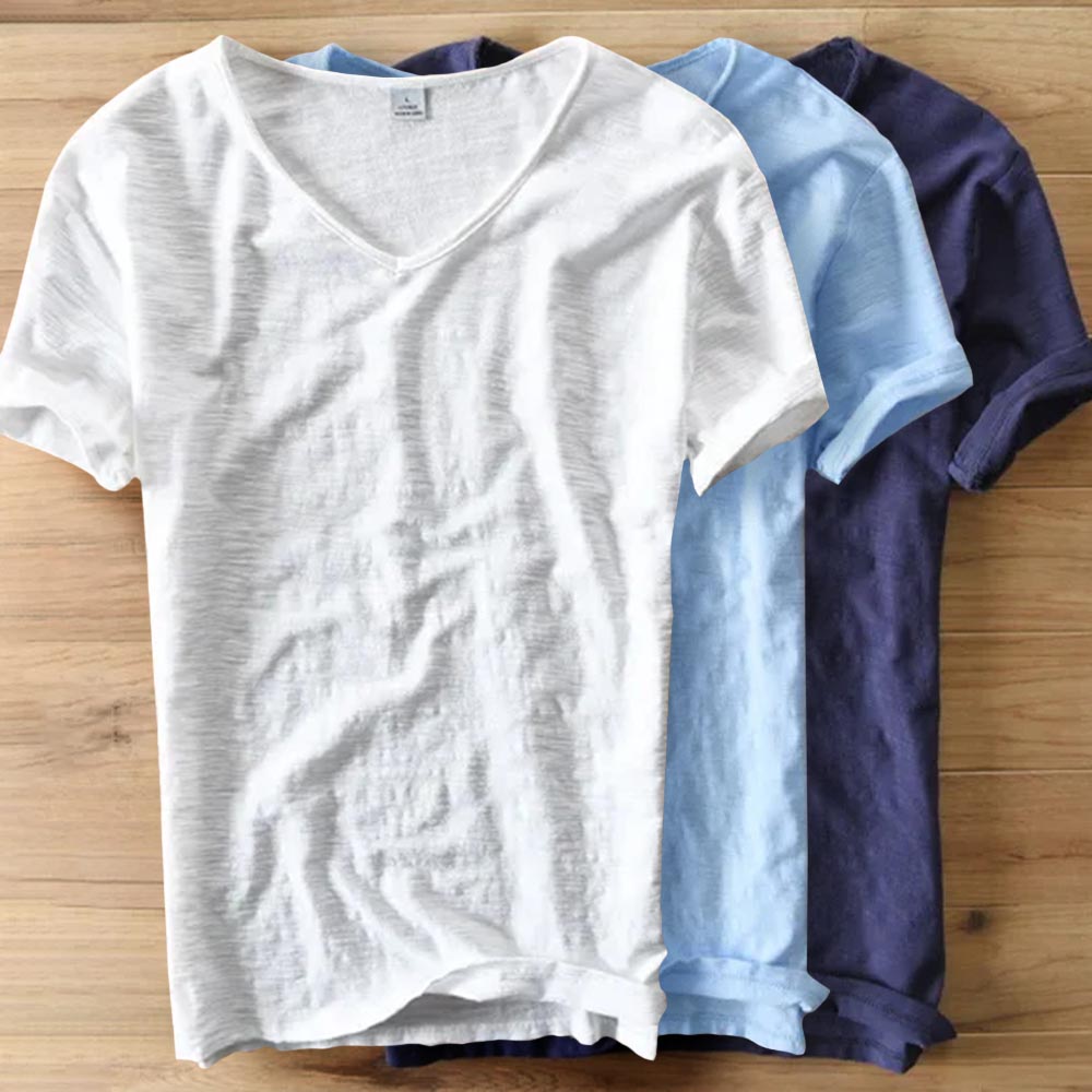 Men's 100% Cotton V-Neck T-Shirt – Ultra-Soft, Lightweight Dailywear Tee