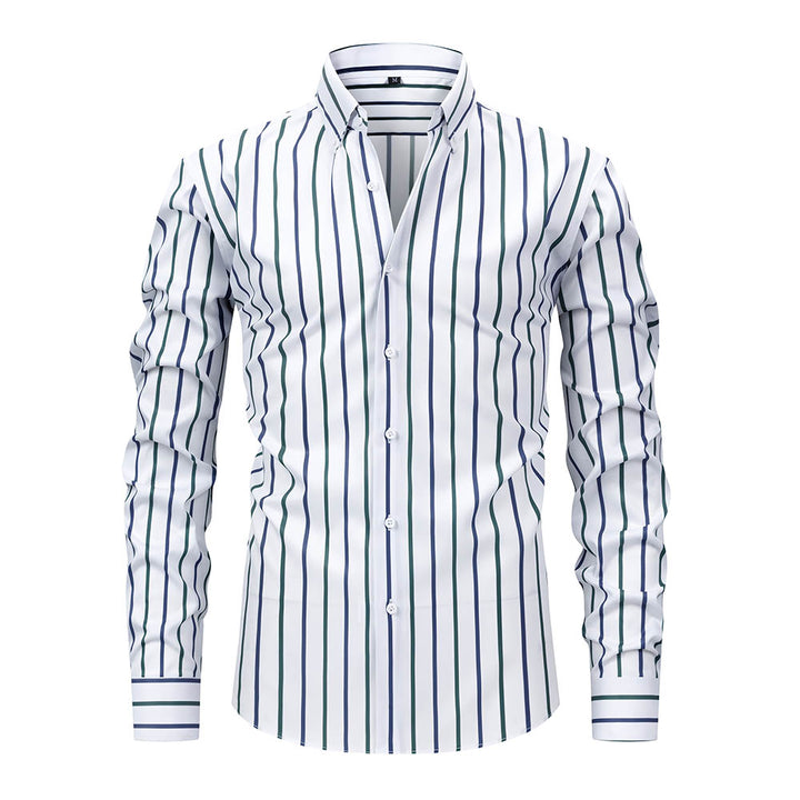 Men’s Classic Striped Shirt – Soft Fabric, Business Button-up Shirt