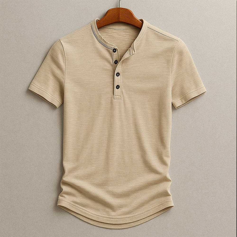 Classic Short Sleeve Henley T-Shirt – Textured, Comfortable Tee