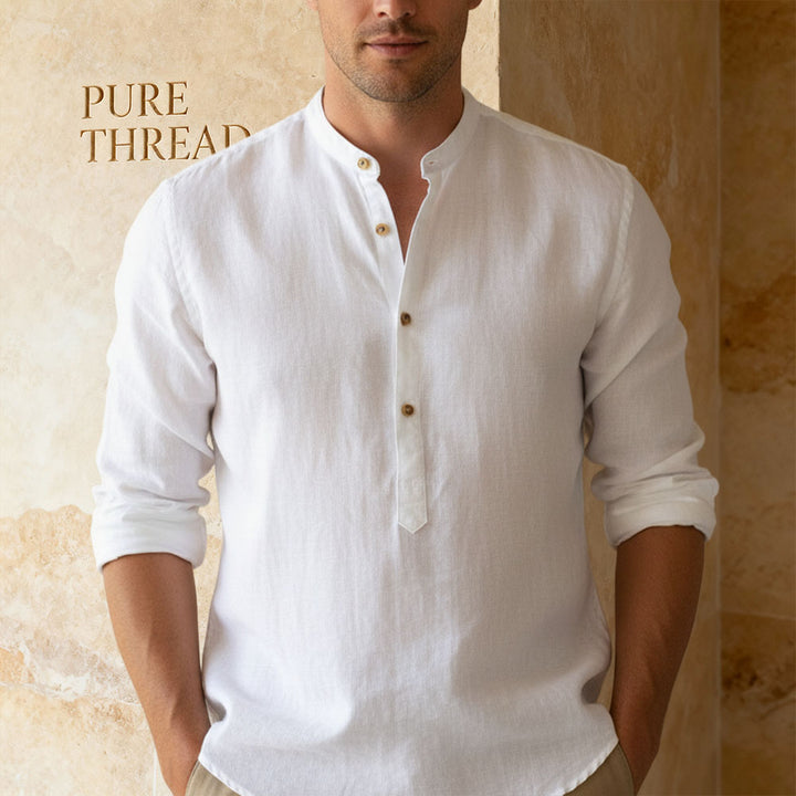 Men’s Classic Linen Button Henley – Breathable, Lightweight & Relaxed Shirt