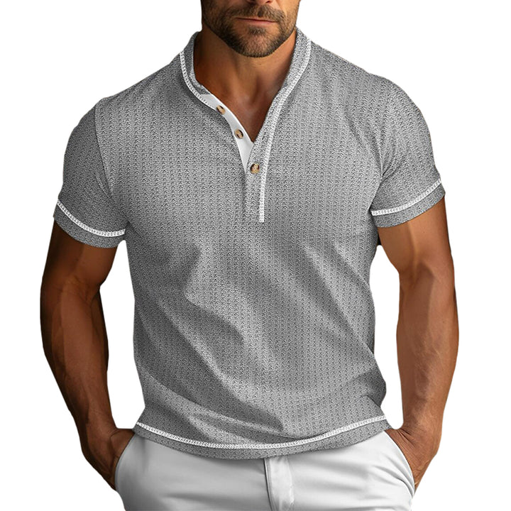 Classic Slim-fit Henley Tee for Men – Soft Texture, Contrast-Trim T-shirt