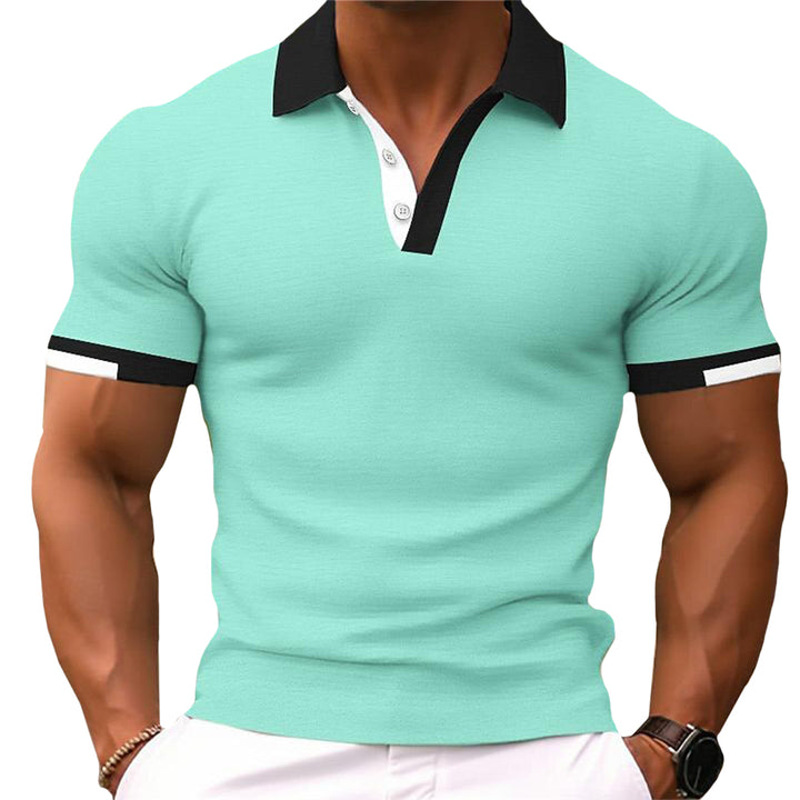 Men's Classic Cotton-Blend Polo T-Shirt – Contrast Neck, Slim-fit Tee