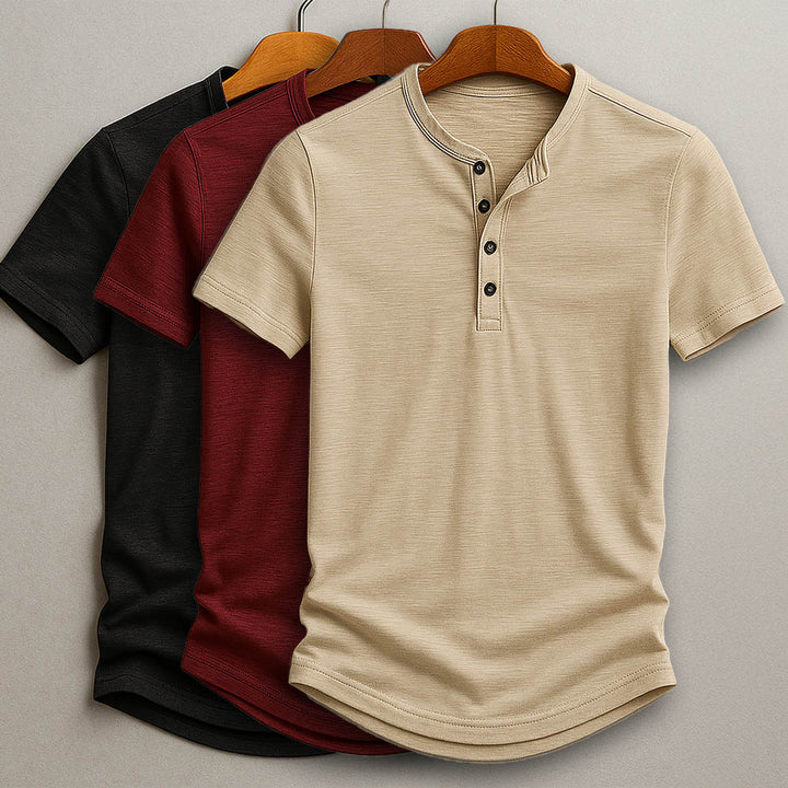 Classic Short Sleeve Henley T-Shirt – Textured, Comfortable Tee