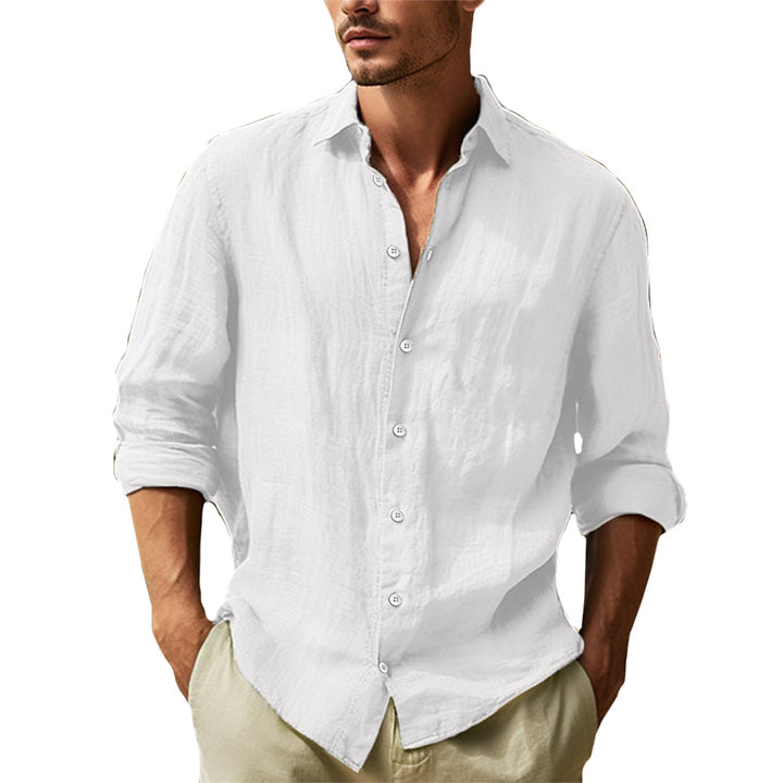 Men’s Premium Linen Long-Sleeve Shirt – Cotton-Linen blend, Ultra-Light Shirt
