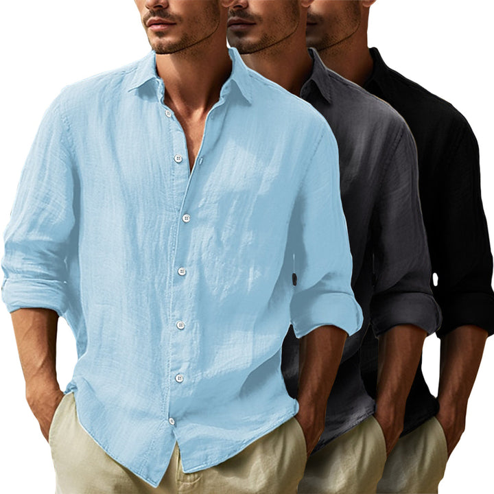 Men’s Premium Linen Long-Sleeve Shirt – Cotton-Linen blend, Ultra-Light Shirt