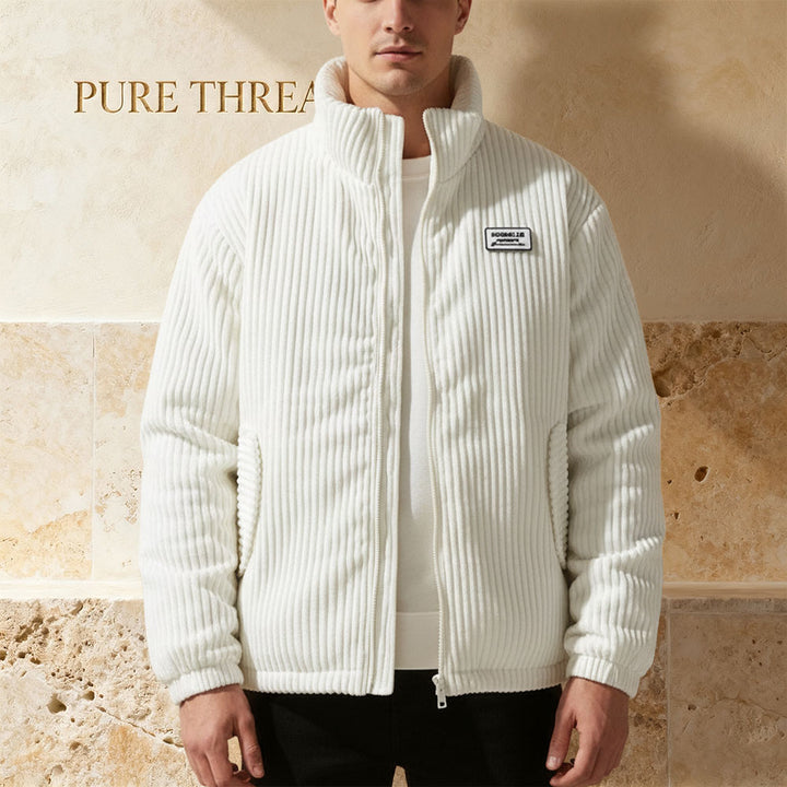 Men's Quilted Corduroy Thermal Jacket – Insulated Interior, Durable Jacket