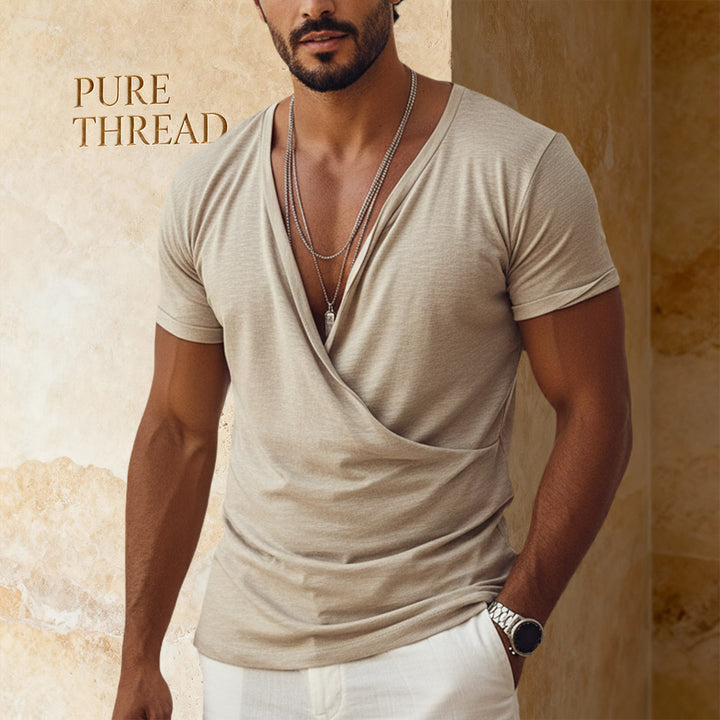 Men's Ultra-Light Drape Neck T-Shirt – Super Smooth, Relaxed Tee