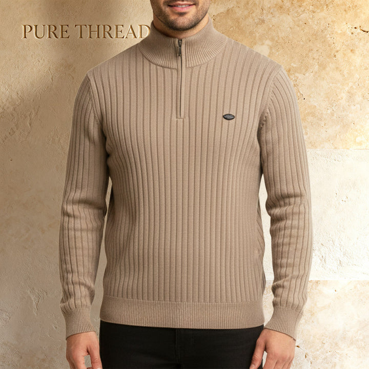 Men's Ultra-Soft Ribbed Half-Zip Cotton Sweater – Cozy, Comfortable Fit Sweater