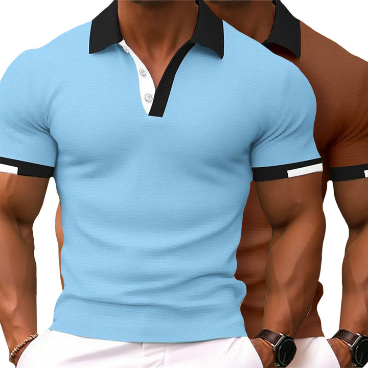 Men's Classic Cotton-Blend Polo T-Shirt – Contrast Neck, Slim-fit Tee