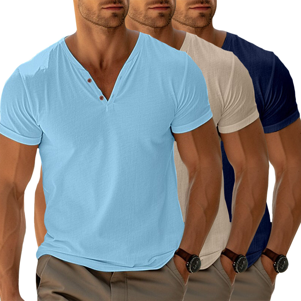 Classic V-Neck T-Shirt – Button Details, Comfortable fit, Ultra-Soft Henley