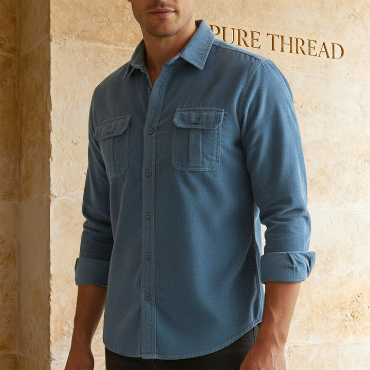 Men's 100% Pure Cotton Corduroy Shirt – Ultra-Durable, Relaxed Fit Shirt