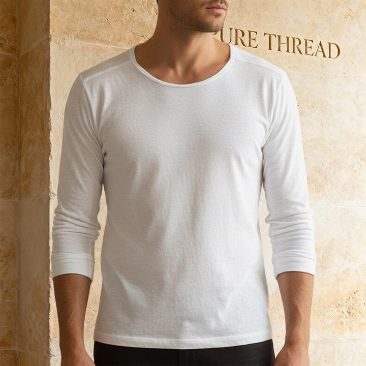 Long Sleeve 100% Organic Cotton T-shirt– Ultra-Soft, Breathable, Comfortable Fit Tee