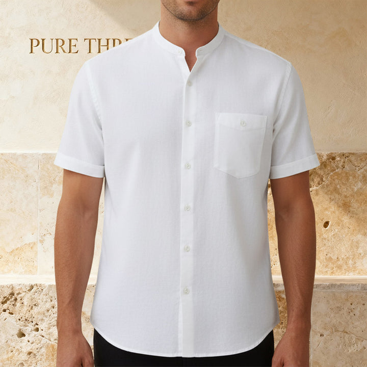 Men's Linen Blend Short Sleeve Shirt – Lightweight, Ultra-Smooth Shirt