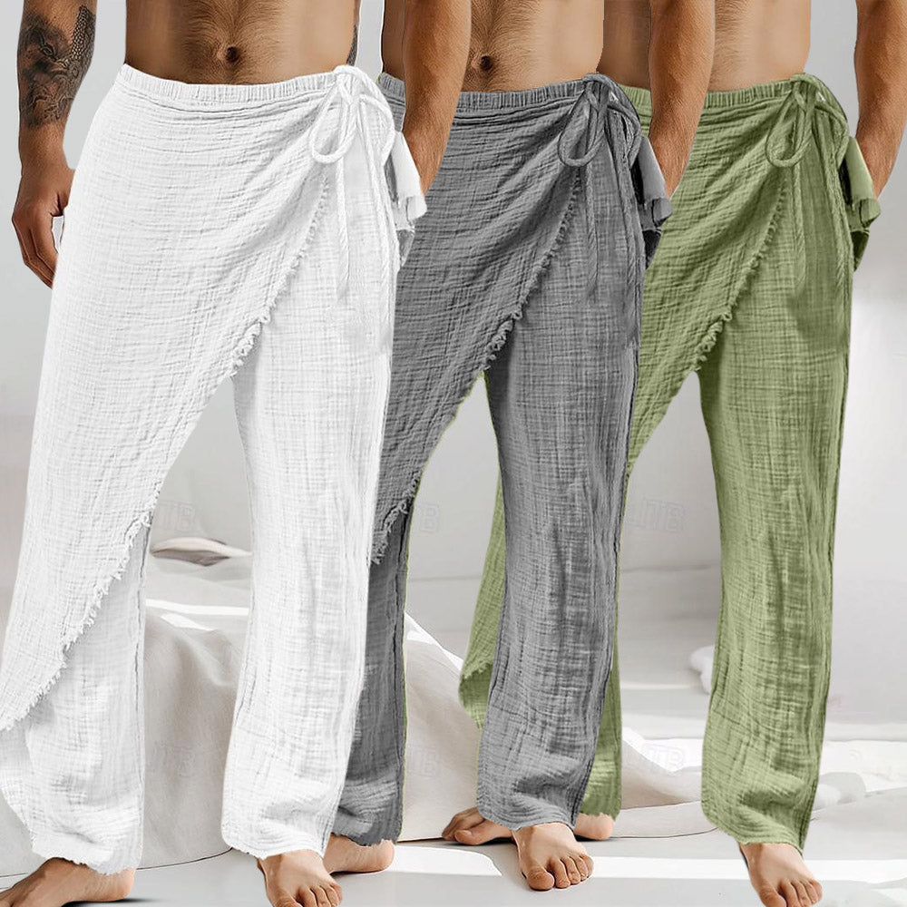 Men’s Linen Wrap Lounge Pants – Ultra-Soft, Cotton-Linen Trousers