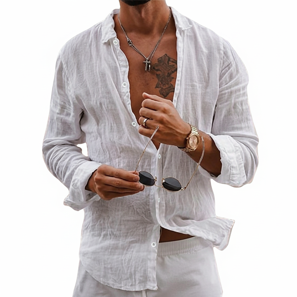 Men’s Lightweight Pure Cotton Button Down Shirt-100% Cotton Shirt