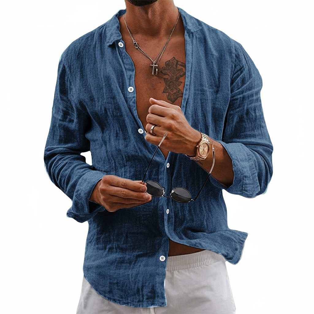 Men’s Lightweight Pure Cotton Button Down Shirt-100% Cotton Shirt