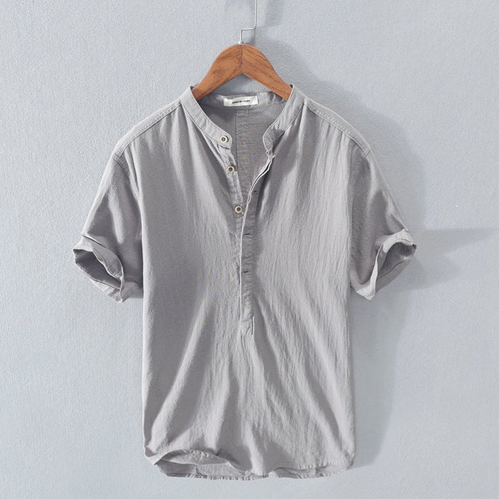 Men's Mandarin Collar Linen Shirt – Lightweight, Ultra-Soft Shirt