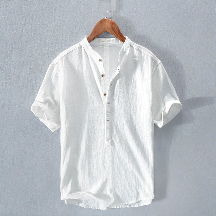 Men's Mandarin Collar Linen Shirt – Lightweight, Ultra-Soft Shirt