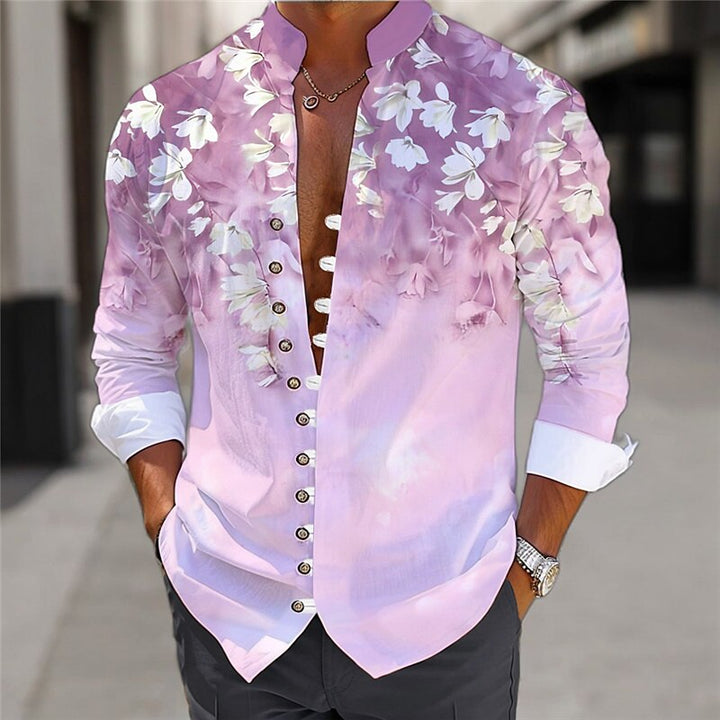 Floral Print Button-Up Shirt for Men – Lightweight, Ultra-Soft, Breathable Shirt