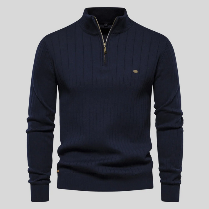 Men's Ultra-Soft Ribbed Half-Zip Cotton Sweater – Cozy, Comfortable Fit Sweater