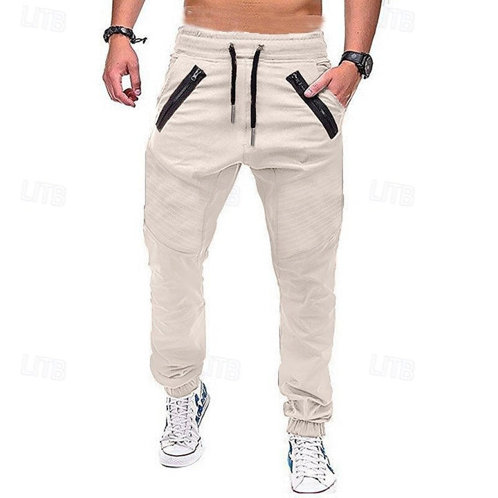 Men's Multi-Pocket Cotton-Blend Cargo Workout Trousers – Lightweight, Utility Joggers