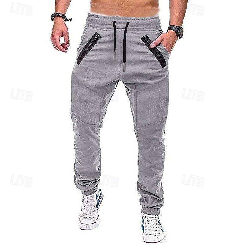 Men's Multi-Pocket Cotton-Blend Cargo Workout Trousers – Lightweight, Utility Joggers