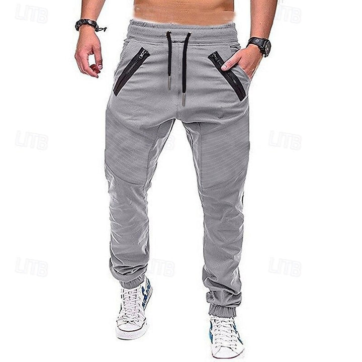 Men's Multi-Pocket Cotton-Blend Cargo Workout Trousers – Lightweight, Utility Joggers