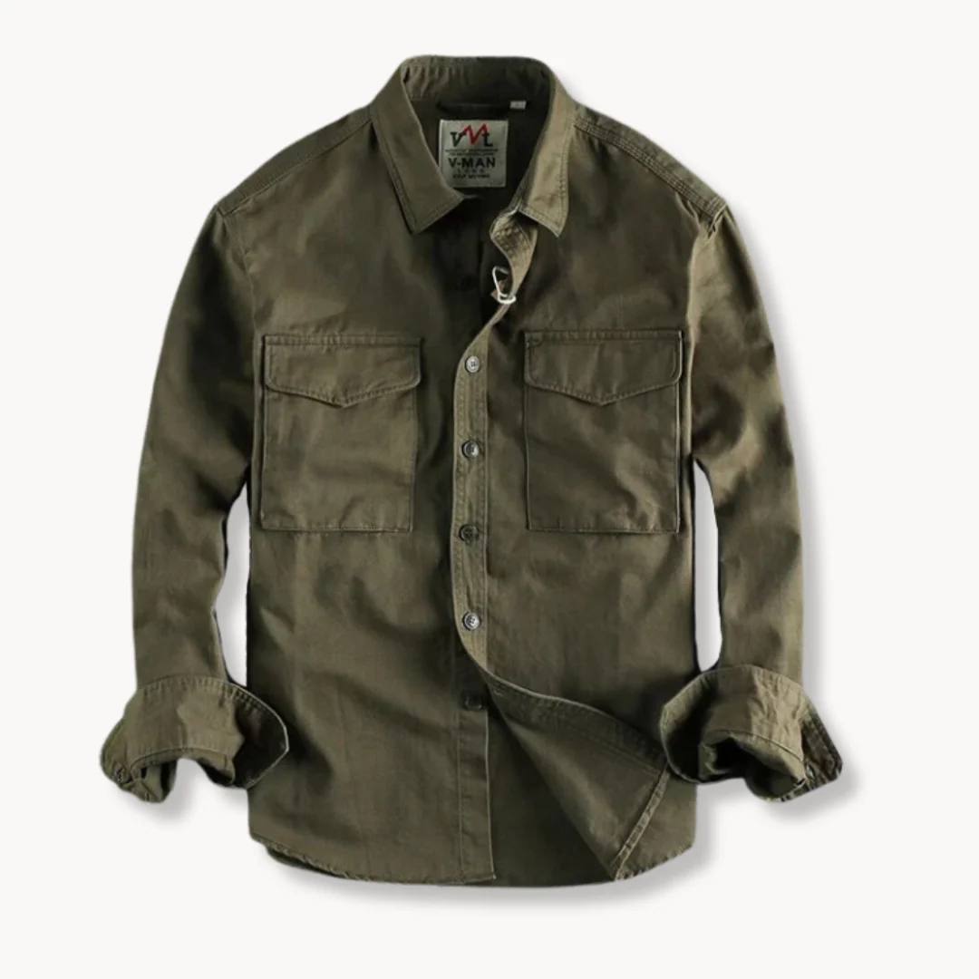 Men's Heavy-Duty Canvas Cotton Utility Shirt – Ultra-Durable, Outdoor Shirt