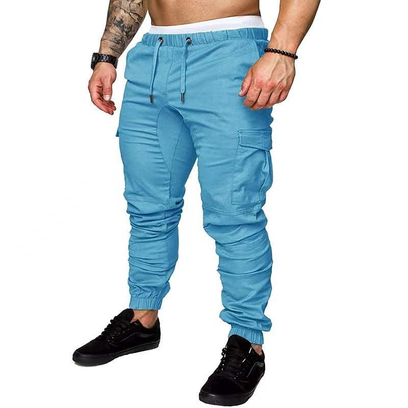 Men’s 100% Pure Cotton Cargo Training Joggers – Multi-Pocket, Ultra-Light, Athletic Pants