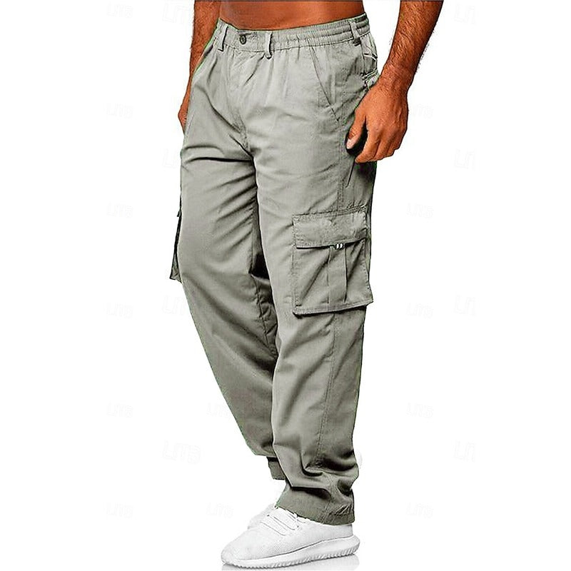 Men’s Cotton-Blend Cargo Trousers – Relaxed Fit, Multi-Pocket Utility Pants