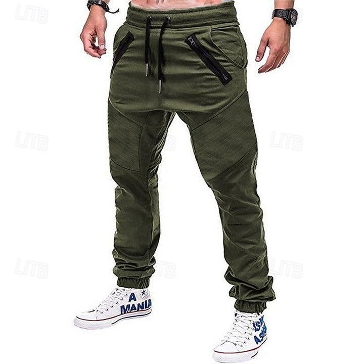 Men's Multi-Pocket Cotton-Blend Cargo Workout Trousers – Lightweight, Utility Joggers