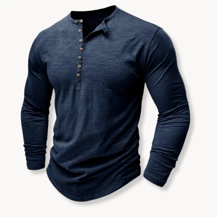 Men's Cotton Blend Long-Sleeve Henley Tee – Super-Soft, Breathable T-Shirt