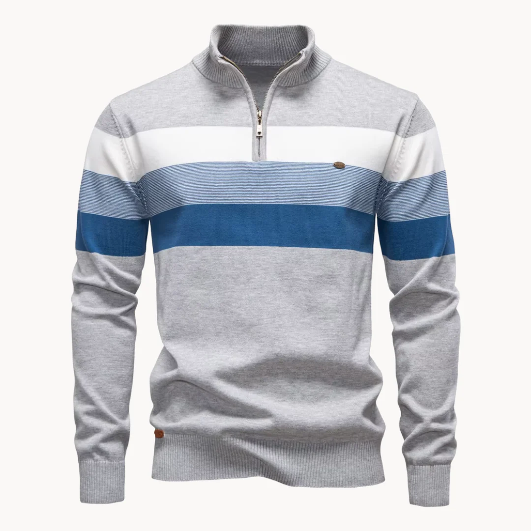 Men's Striped Cotton Blend Half-Zip Pullover – Ultra-Cozy, Lightweight Dailywear Sweater